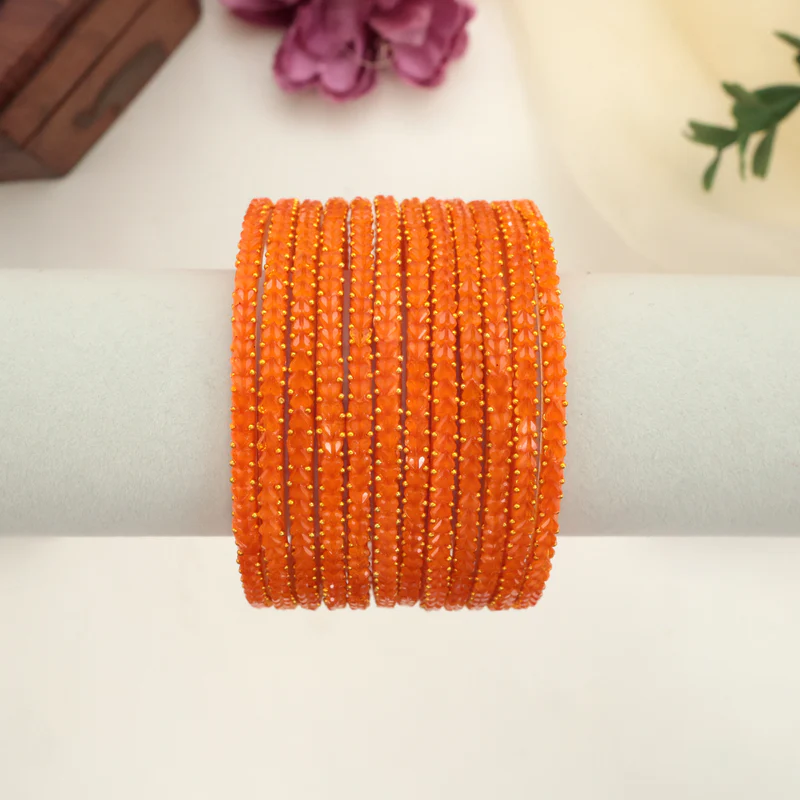 Premium Thick Heartdrop Glass Bangles – Fanta Orange